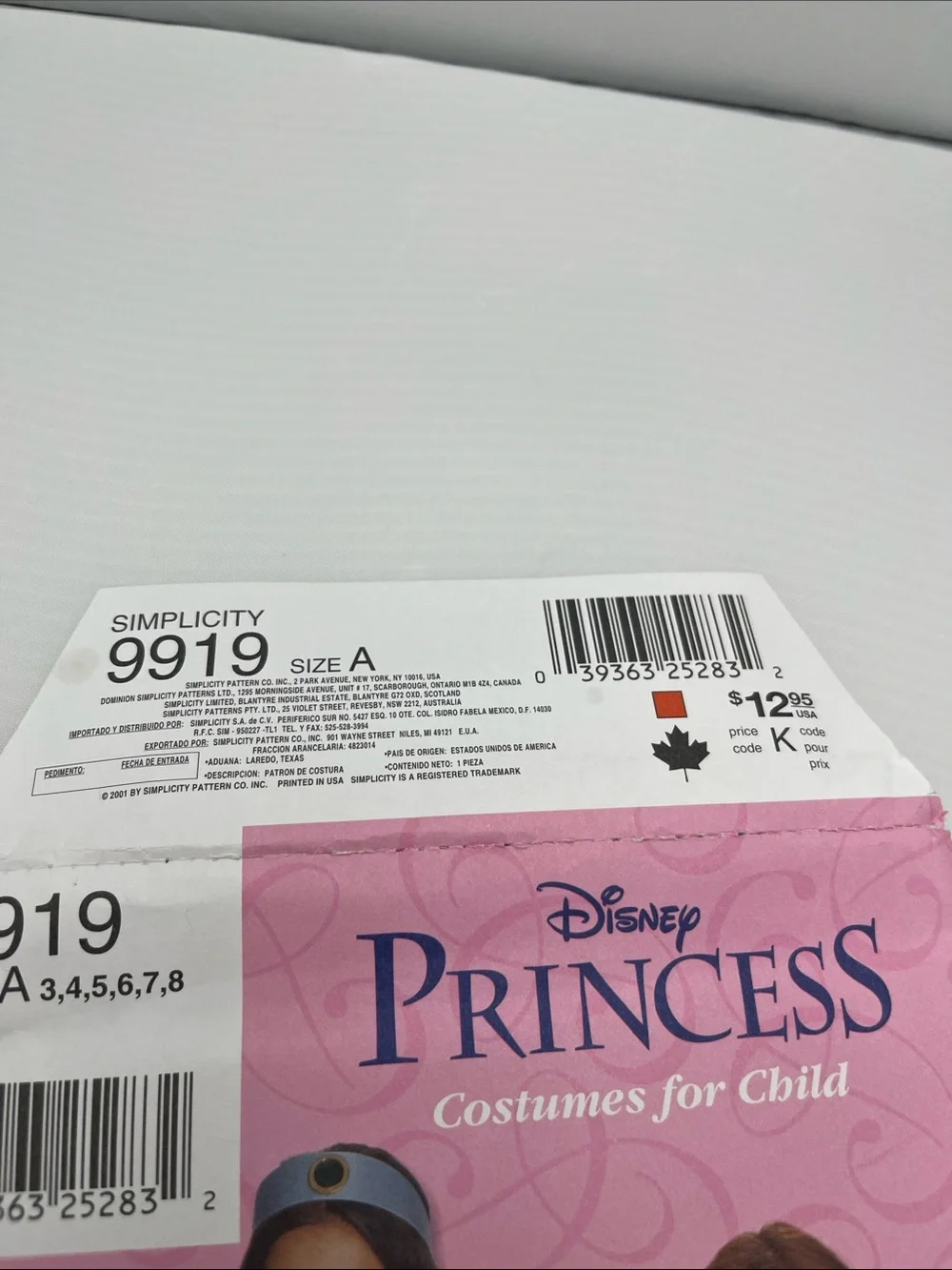 Simplicity Disney Princess Kids Costume Pattern - Pink, Blue, Green, Purple